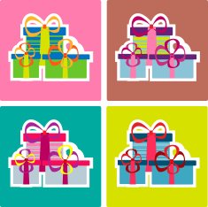 Colorful Christmas striped gifts set