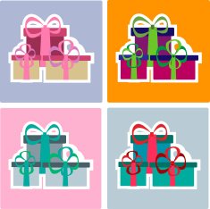 Colorful Christmas gifts set