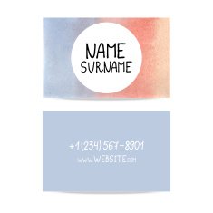 pink and blue business card vector watercolor