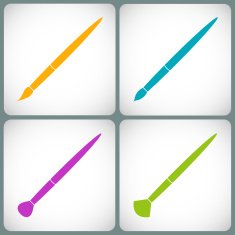 set paint brush colored icons in the style flat design