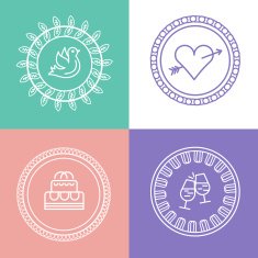 Linear frames with text set Outline design