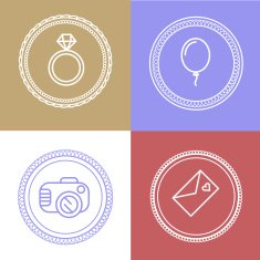 Linear frames with text set Outline design N2