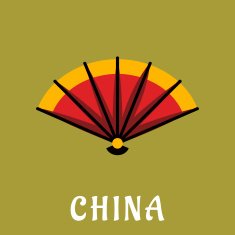 Chinese open folding fan in flat style