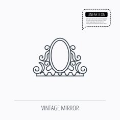 Vintage mirror icon Retro decoration sign N3