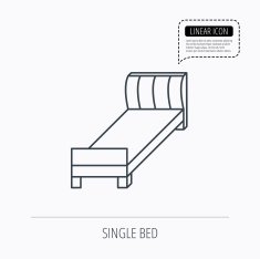 Single bed icon Bedroom furniture sign N3