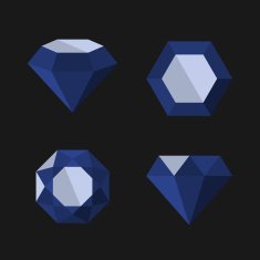 Dark Blue Diamond Vector Icons Set
