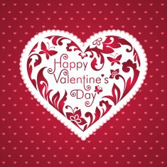 Valentine's day red card with greeting text