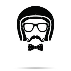 Helmet Glasses Bowtie and Mustache man Set Vector illustrati