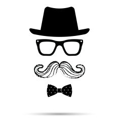 Hat Glasses Bowtie and Mustache man Set Vector illustration