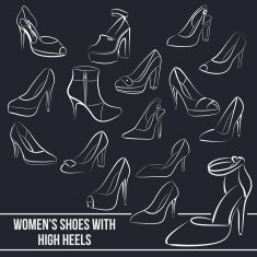 Set of women's shoes with high heels painted lines N2