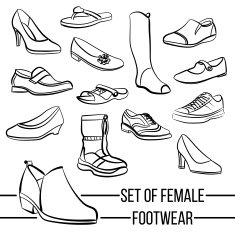 Set of vector drawn women's footwear lines N2