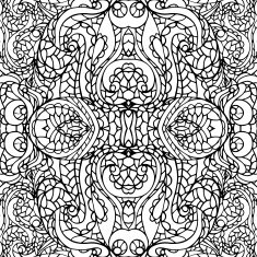 Abstract symmetry swirl ethnic seamless pattern Outline
