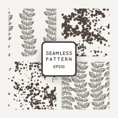 Set of vector seamless patterns with leaves flying in the N2