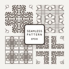 Set of vector seamless color pattern intersecting lines and wicker