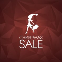 Low poly christmas background Holiday sales poster Woman in Santa
