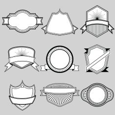 Set of blank frame badges ribbons and labels set 9