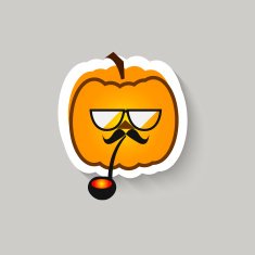Pumpkin hipster big glasses and Smoking pipe