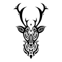 Deer head Polynesian tattoo style