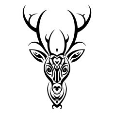 Deer head Polynesian tattoo style N4