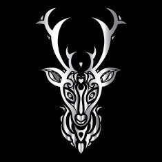 Deer head Polynesian tattoo style N6