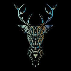 Deer head Polynesian tattoo style N7