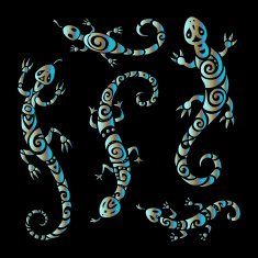 Lizards Polynesian tattoo style N5