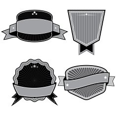 Set of badges ribbons and labels set 12
