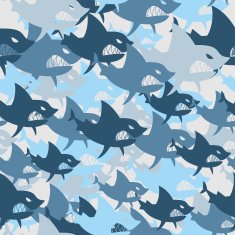 Shark military seamless pattern Army background of fish Soldie