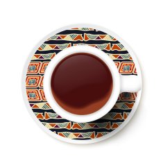 Cup of coffee and ethnic pattern on a saucer Vector