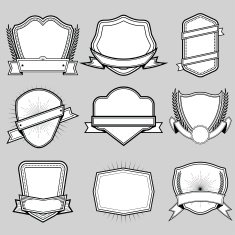 Set of blank frame badges ribbons and labels set 8