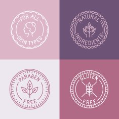 Vector set of badges and emblems in trendy linear style