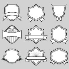 Set of blank frame badges ribbons and labels set 3