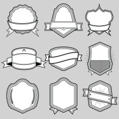 Set of blank frame badges ribbons and labels set 7