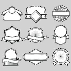 Set of blank frame badges ribbons and labels set 6