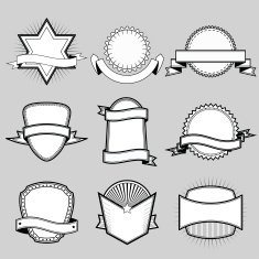 Set of blank frame badges ribbons and labels set 5