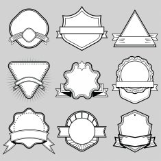 Set of blank frame badges ribbons and labels set 4