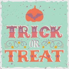 Trick or treat Halloween poster with hand lettering