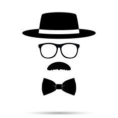 Hat Glasses Bowtie and Mustache man person Set Vector illust
