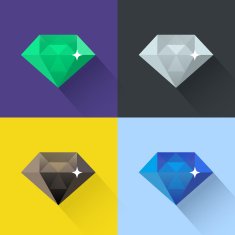 Diamond vector illustration set in flat design Colored icons