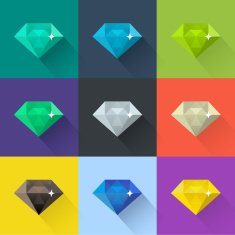 Diamond vector illustration set in flat design Colored icons N3