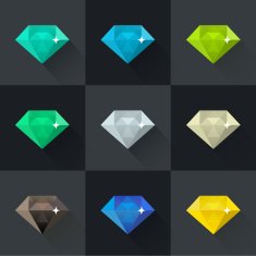 Diamond vector illustration set in flat design Colored icons N4