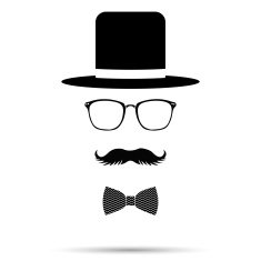 Hat Glasses Bowtie and Mustache gentleman Set Vector illustra