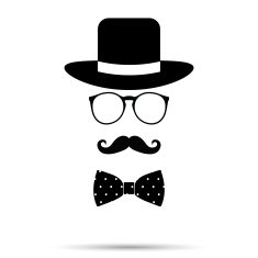 Hat Glasses Bowtie and Mustache man Set Vector illustration N3