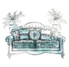 Hand made vecor sketch of cozy interior elements N3