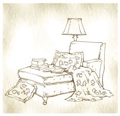 Hand made vecor sketch of cozy interior elements N11