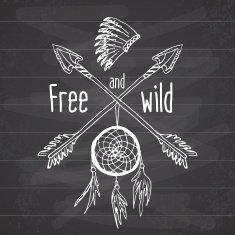 Dream catcher and crossed arrows tribal legend in Indian style N2