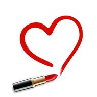 Heart drawn red lipstick
