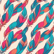 Colorful seamless pattern with feathers