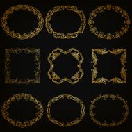 Vector set of gold decorative borders frame