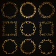 Vector set of gold decorative borders frame N2